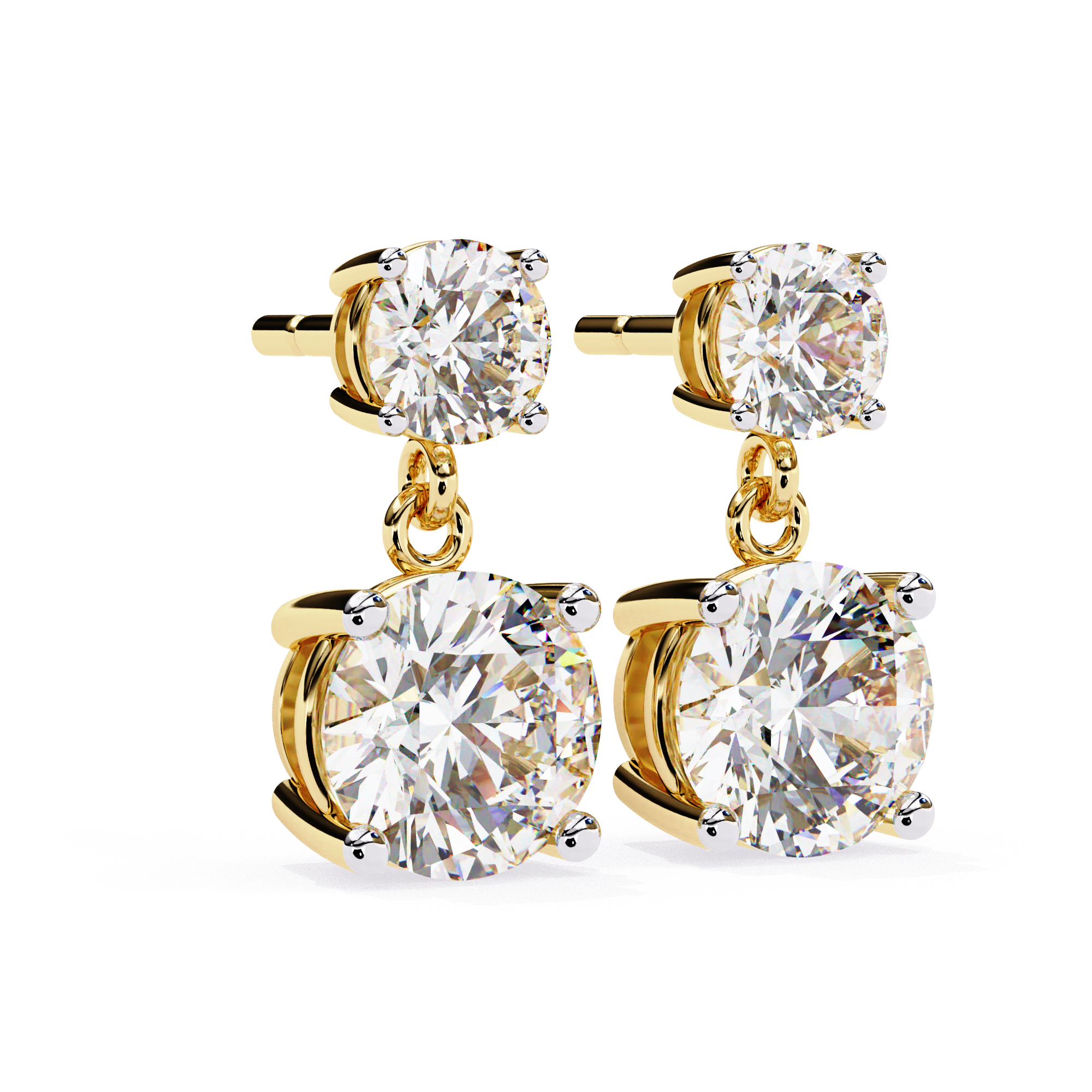 Two stone diamond drop earrings