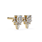 Statement diamond stud earrings with layered floral diamond setting