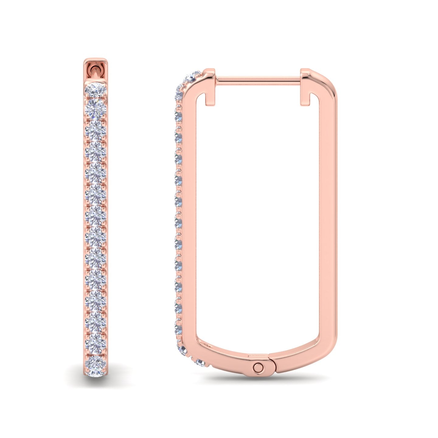 Rectangular diamond hoop earrings