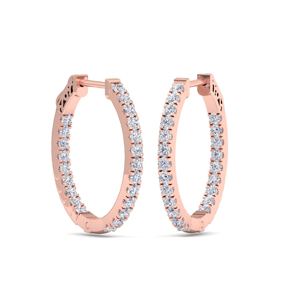 Rose Gold diamond huggies with round hoop shape