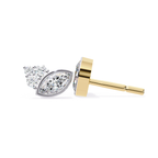 Marquise and round diamond stud earrings in gold elegant design