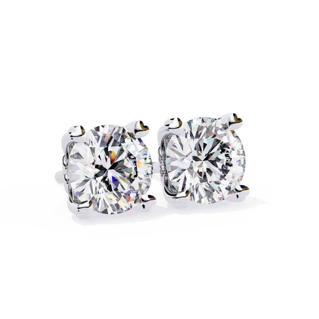 Modern white gold Round halo diamond stud earrings for everyday wear
