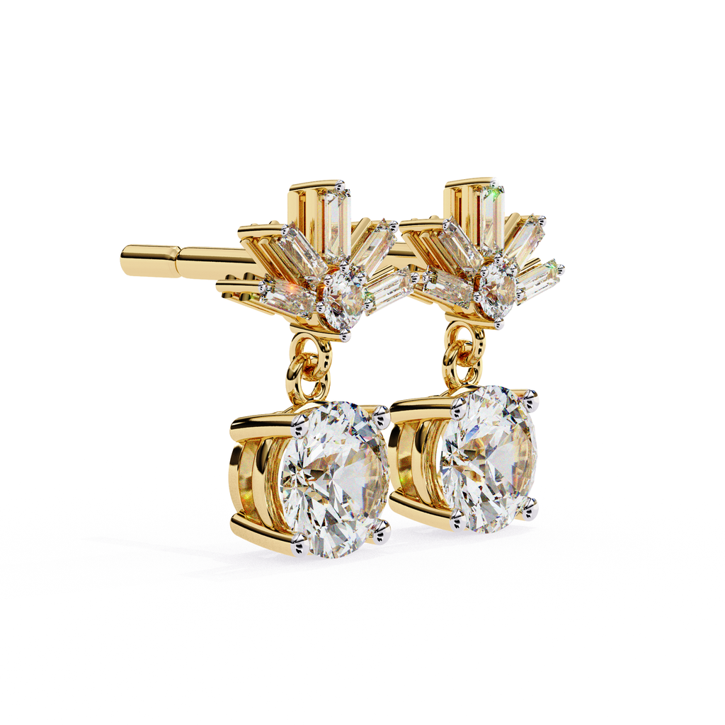 Premium lab grown diamond drop earrings with geometric design