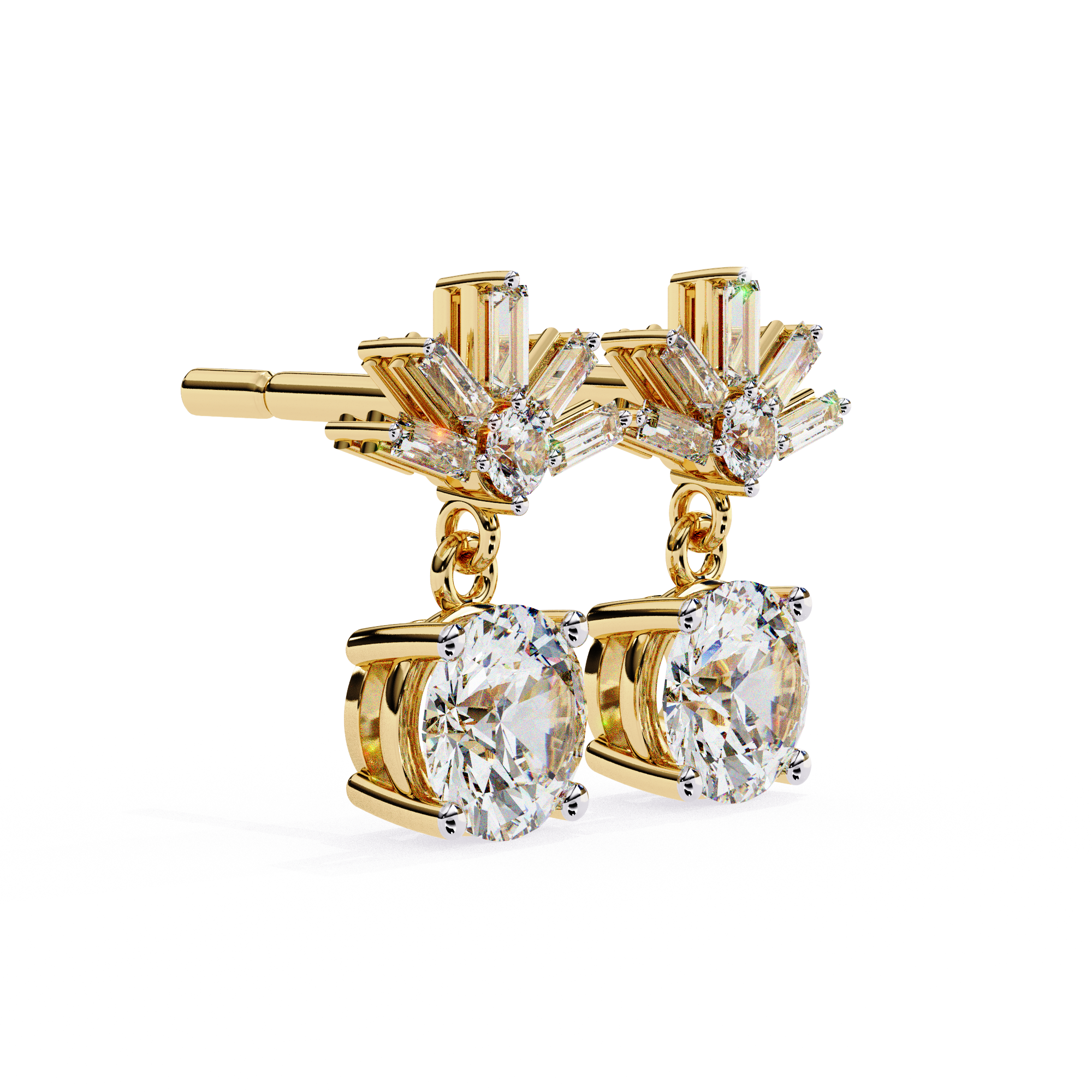 Premium lab grown diamond drop earrings with geometric design