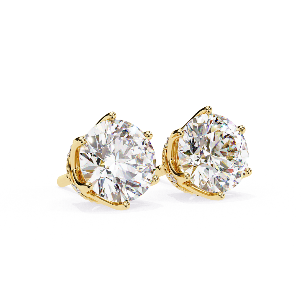 Modern luxury diamond studs with sculpted prong design
