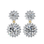 Gold sunburst halo diamond earrings