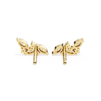 Affordable diamond stud earrings leaf pattern in gold