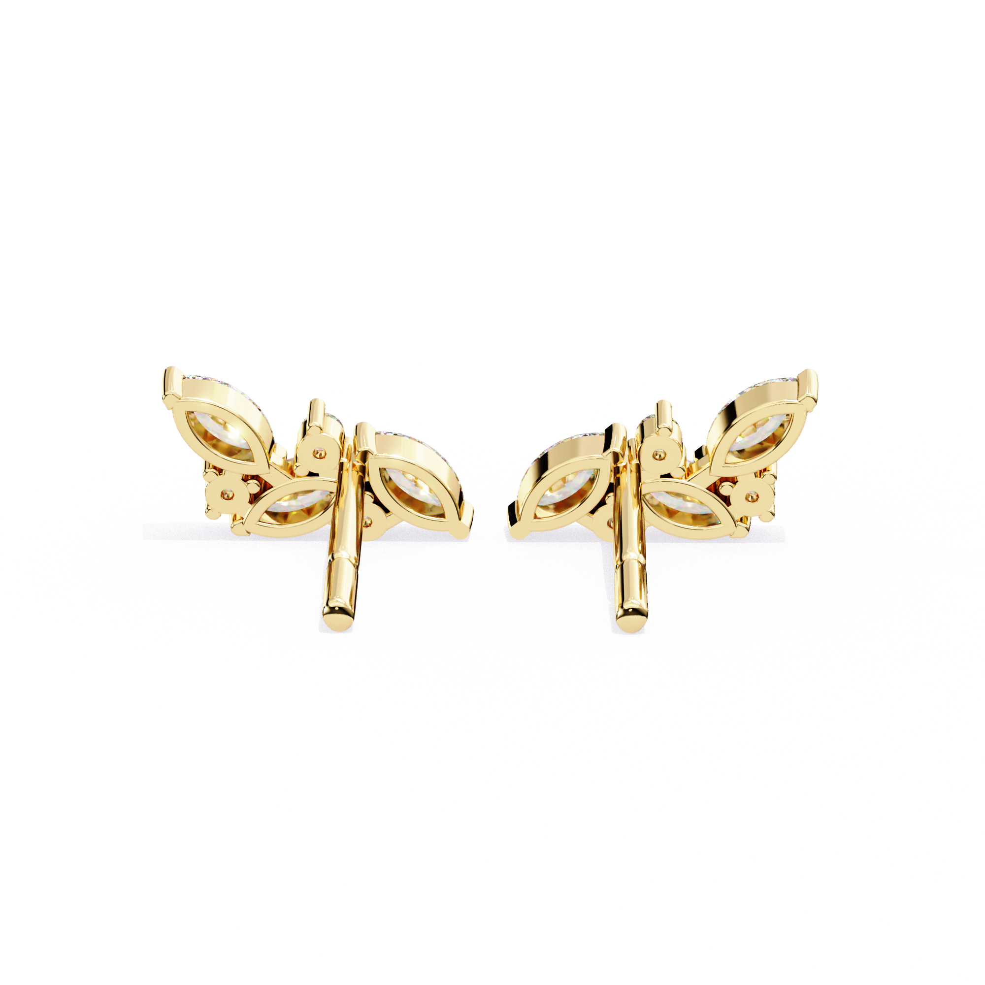 Affordable diamond stud earrings leaf pattern in gold