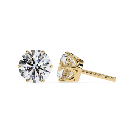 Round cut diamond stud earrings in gold
