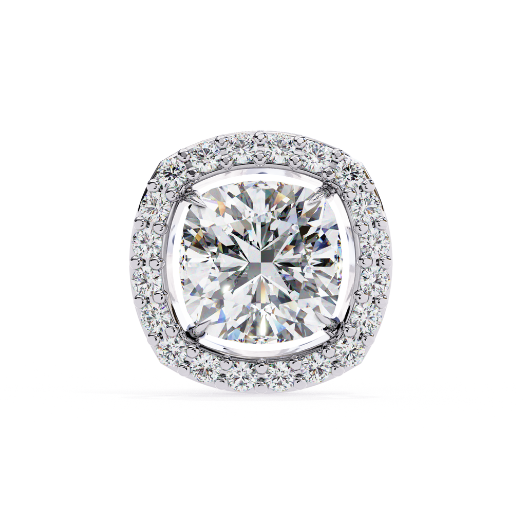 Elegant Cushion cut halo diamond stud earrings