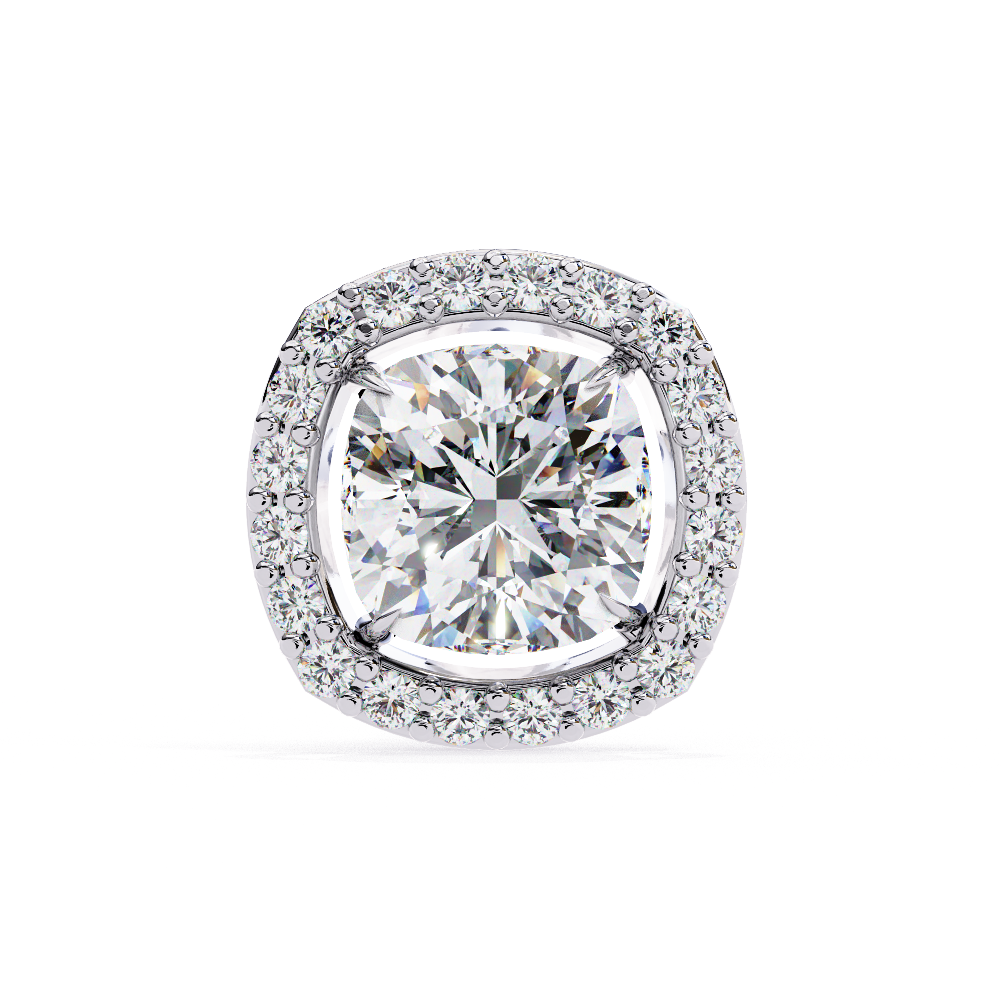 Elegant Cushion cut halo diamond stud earrings