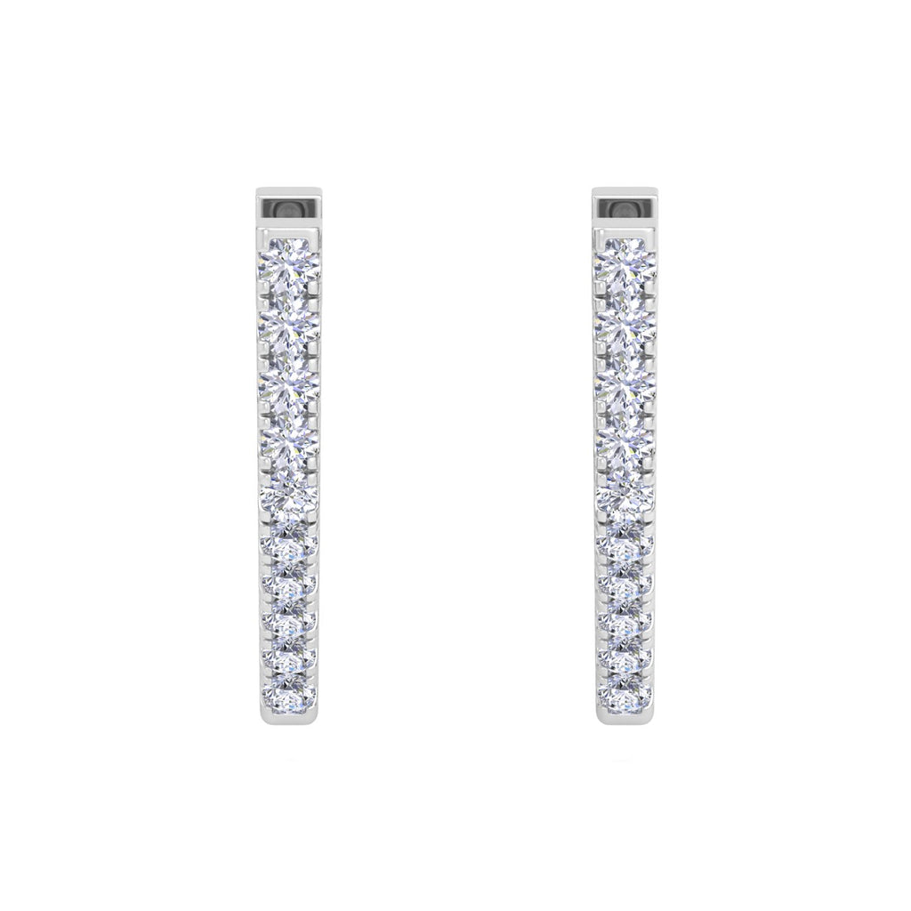 Modern V shape diamond hoop earrings