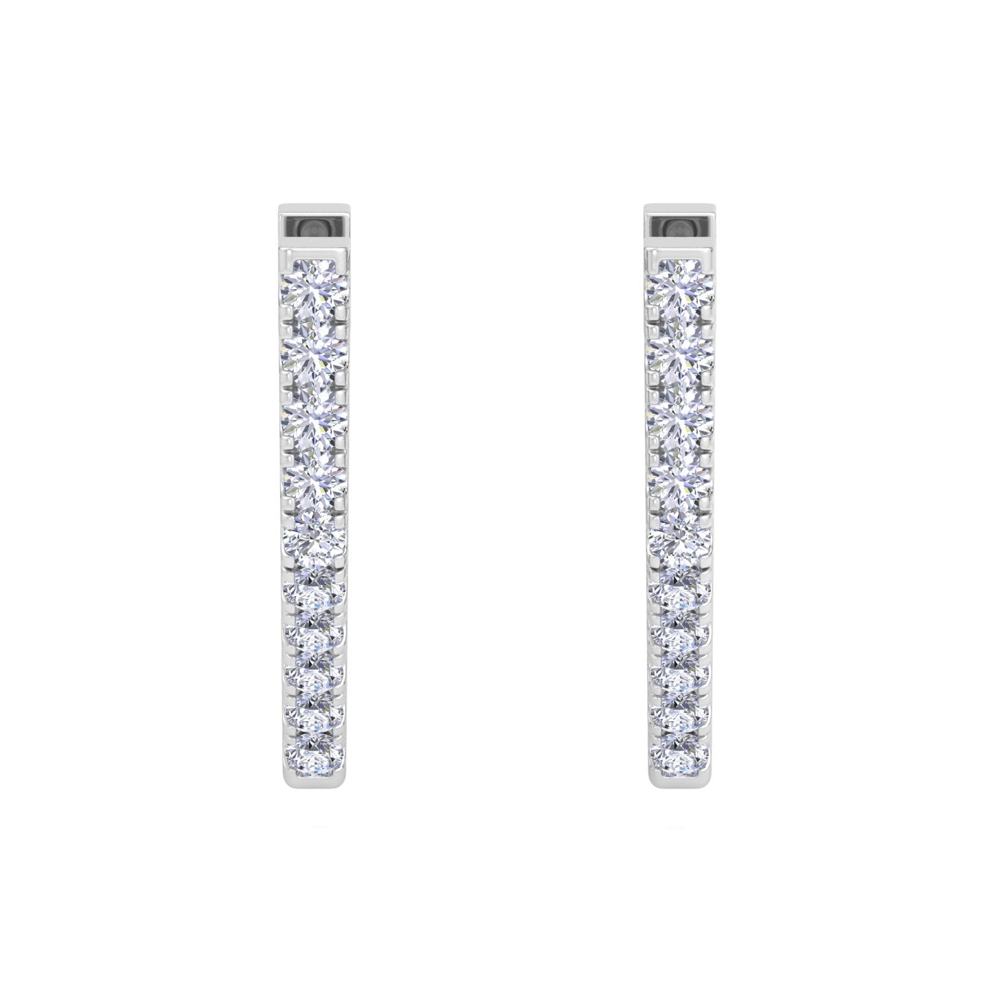 Modern V shape diamond hoop earrings