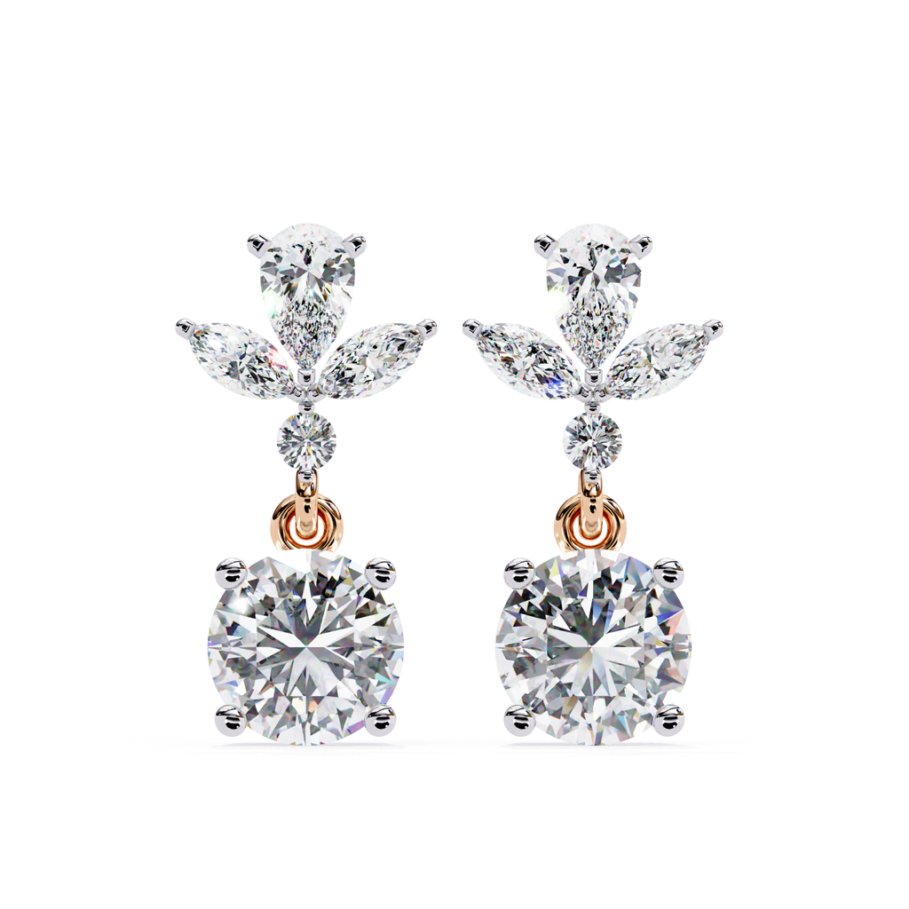 Designer diamond drop earrings with round diamond