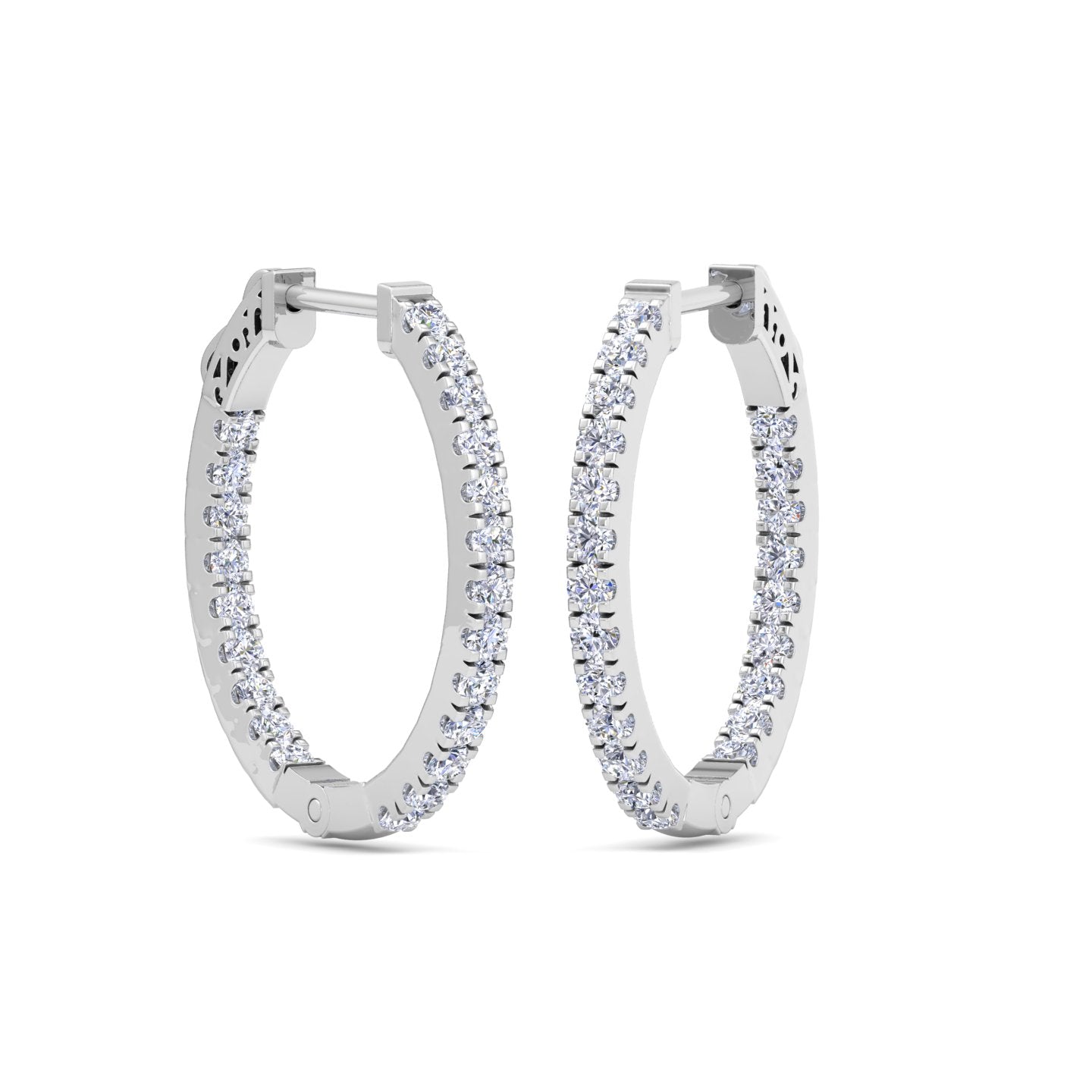 White Gold diamond huggies with round hoop shape