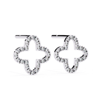 Contemporary clover shape diamond stud earrings