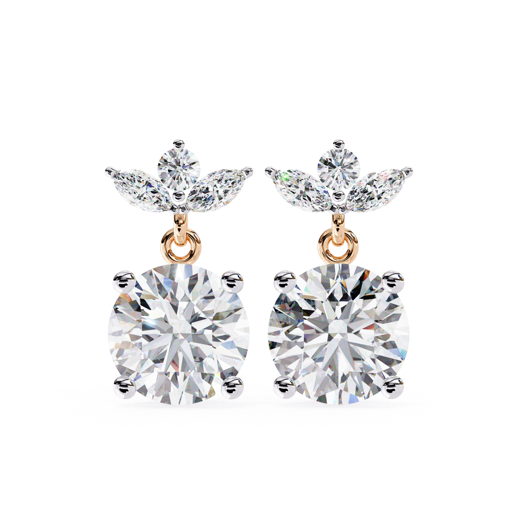 Bridal diamond drop earrings with round brilliant diamond