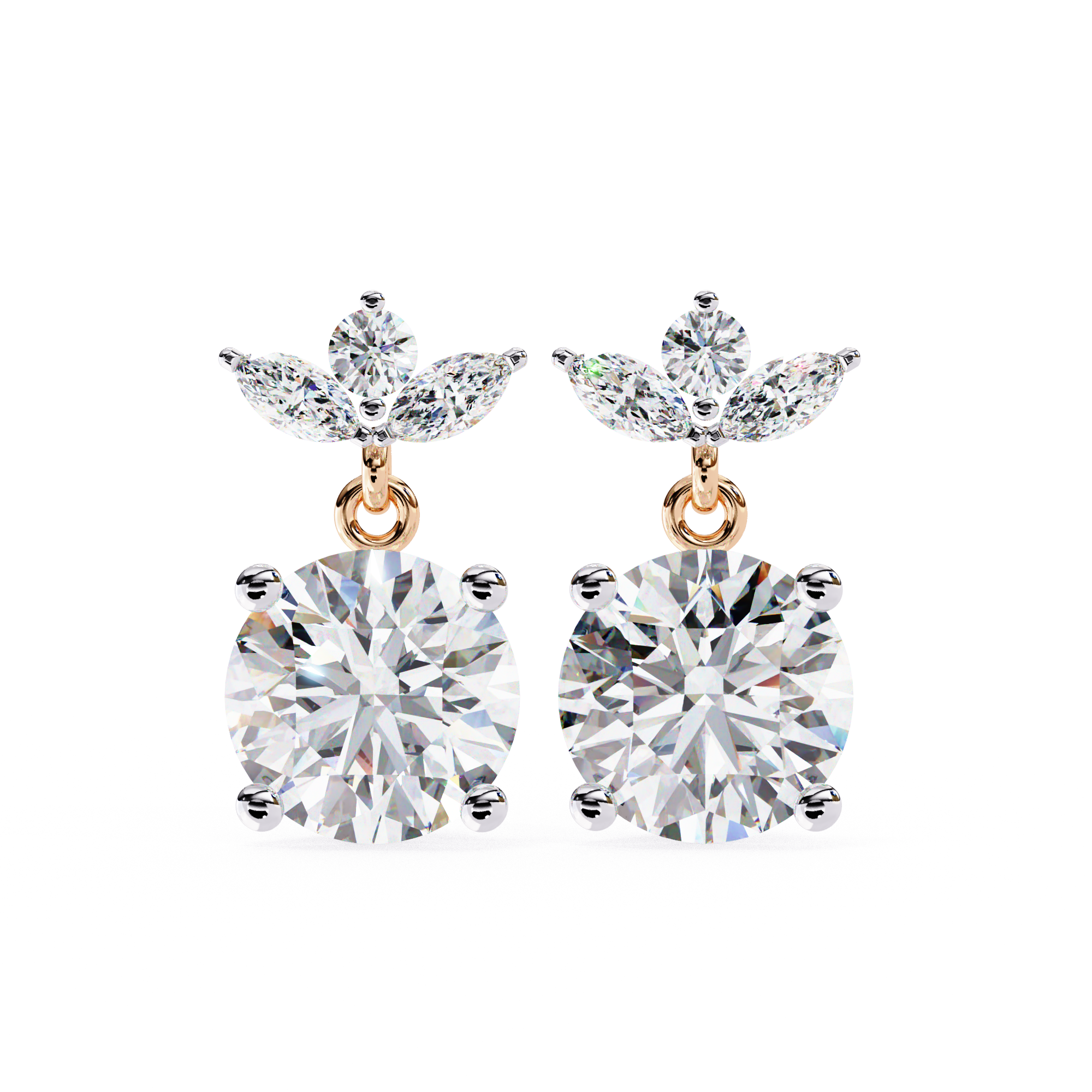 Bridal diamond drop earrings with round brilliant diamond