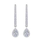 White Gold hoop earrings with pear shaped diamond