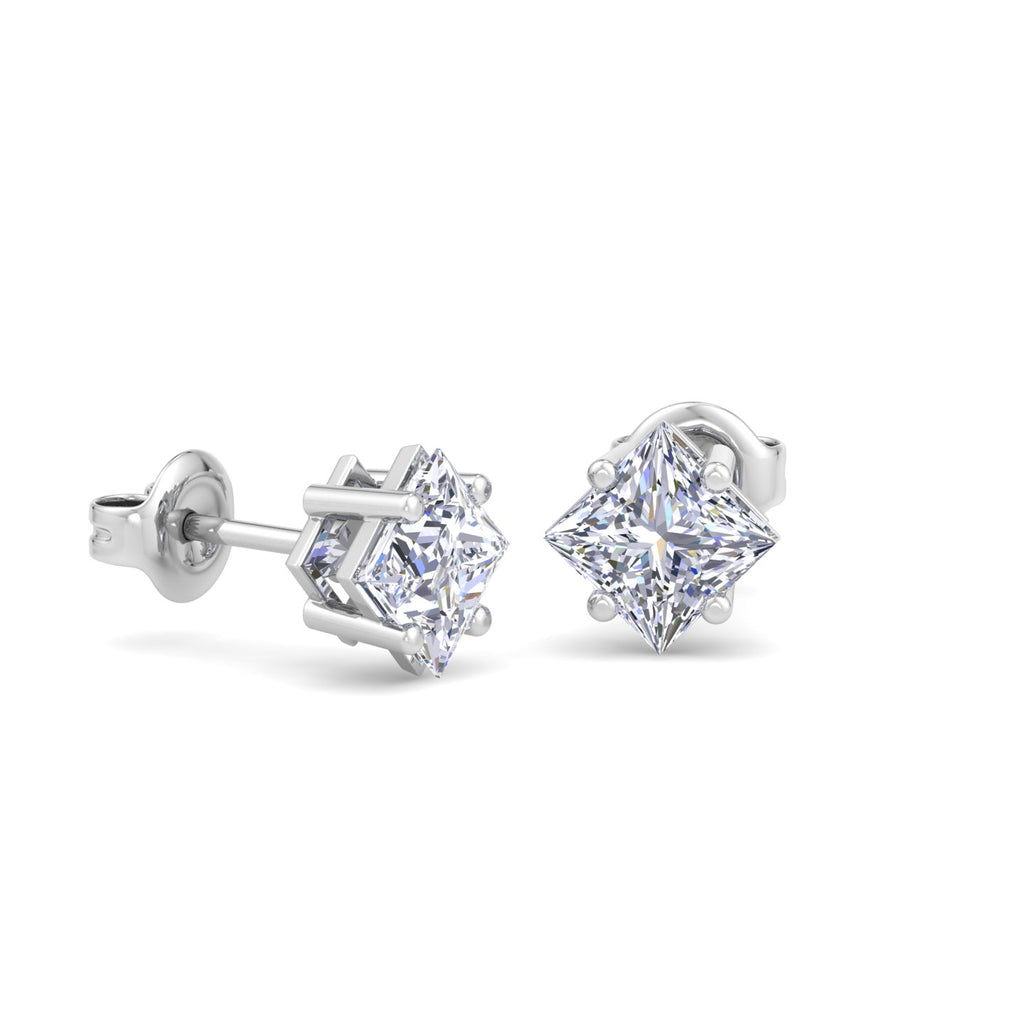 Classic princess cut diamond studs