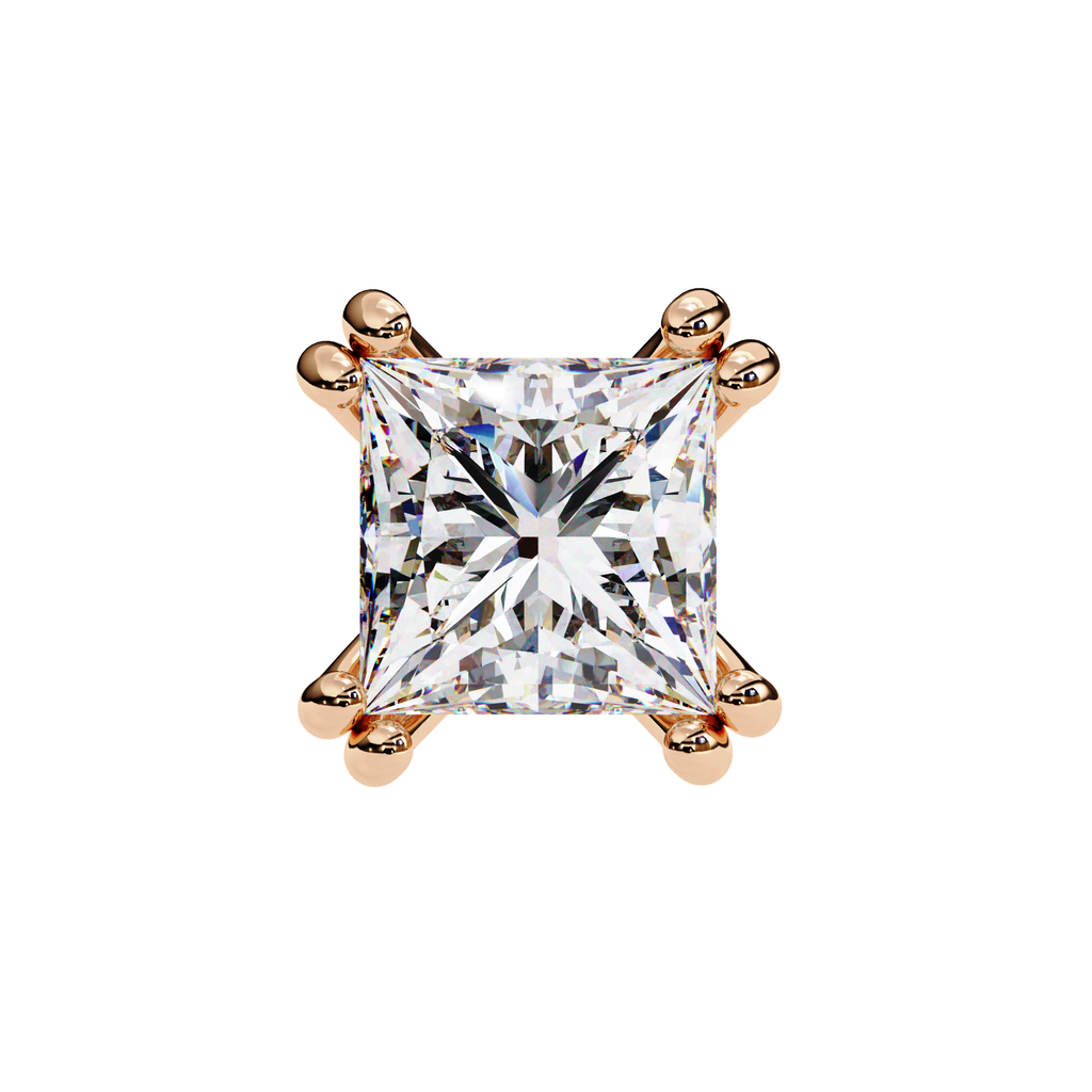 Elegant princess cut diamond stud earrings