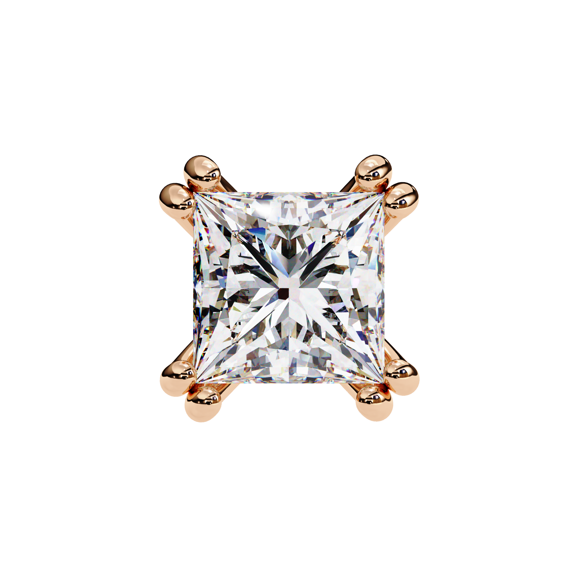 Elegant princess cut diamond stud earrings