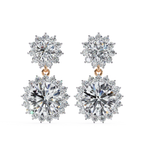 Rose Gold sunburst halo diamond earrings