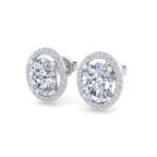 Oval-cut diamond halo stud earrings in White Gold
