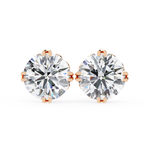 Premium rose gold Round cut diamond stud earrings