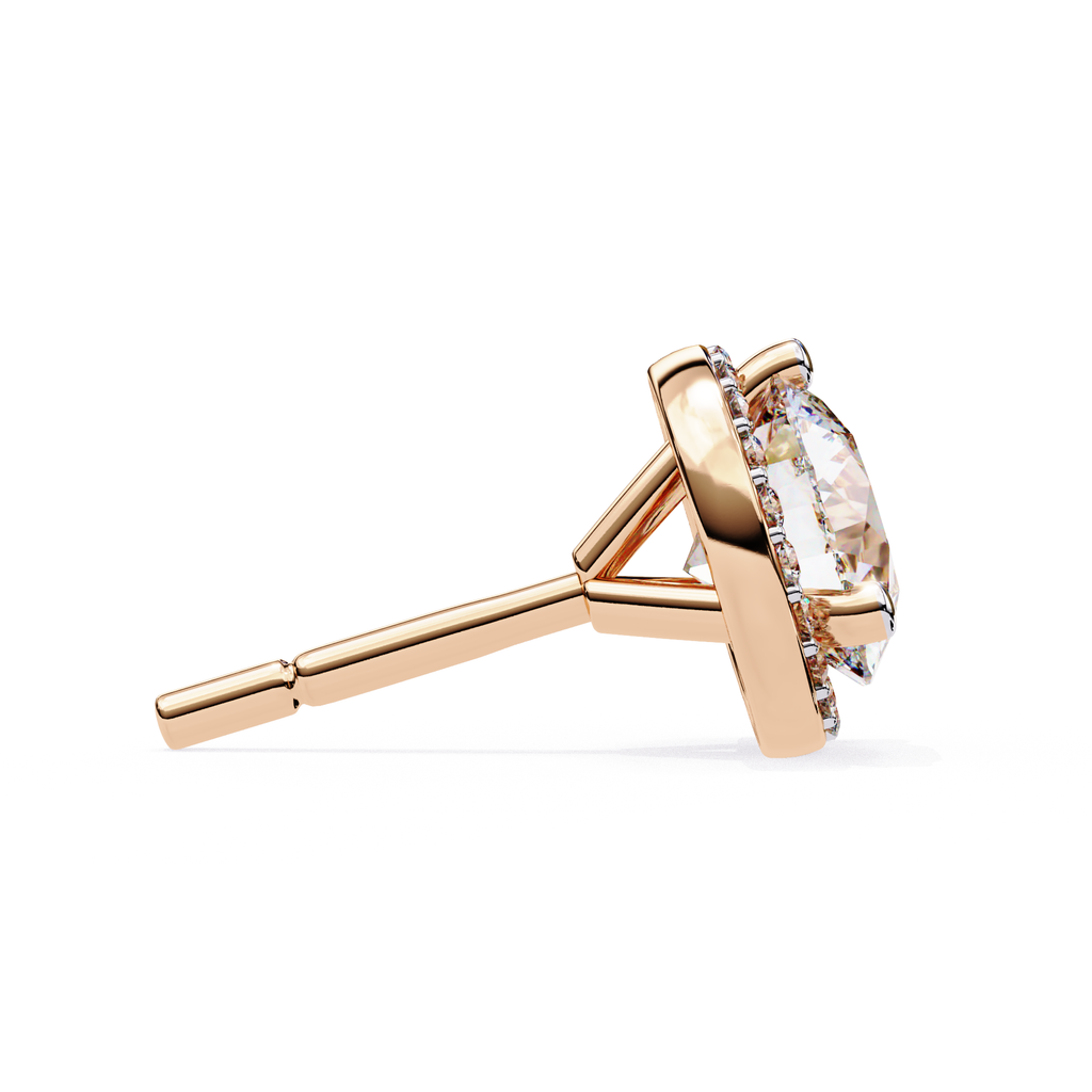 High shine round diamond halo earrings