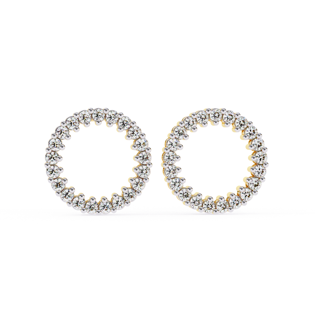 Contemporary round diamond circle stud earrings affordable