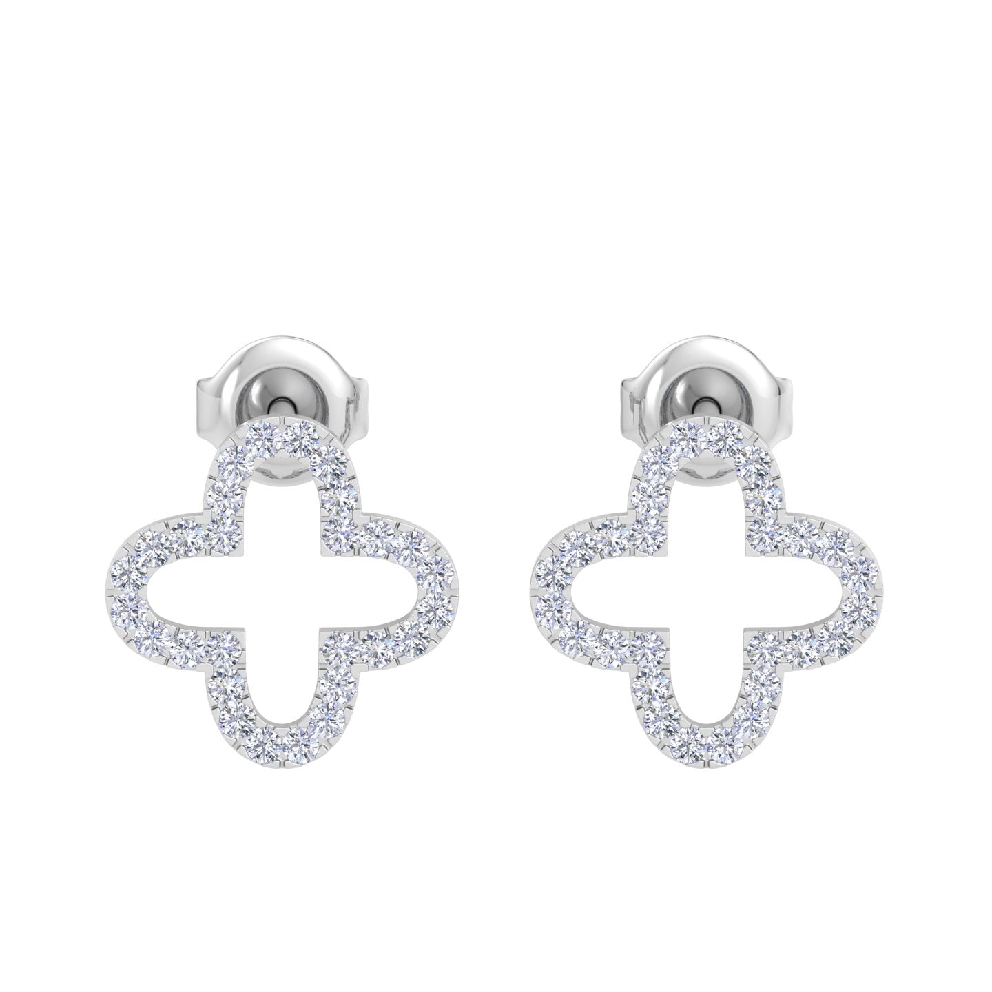 White Gold clover-shaped diamond earrings