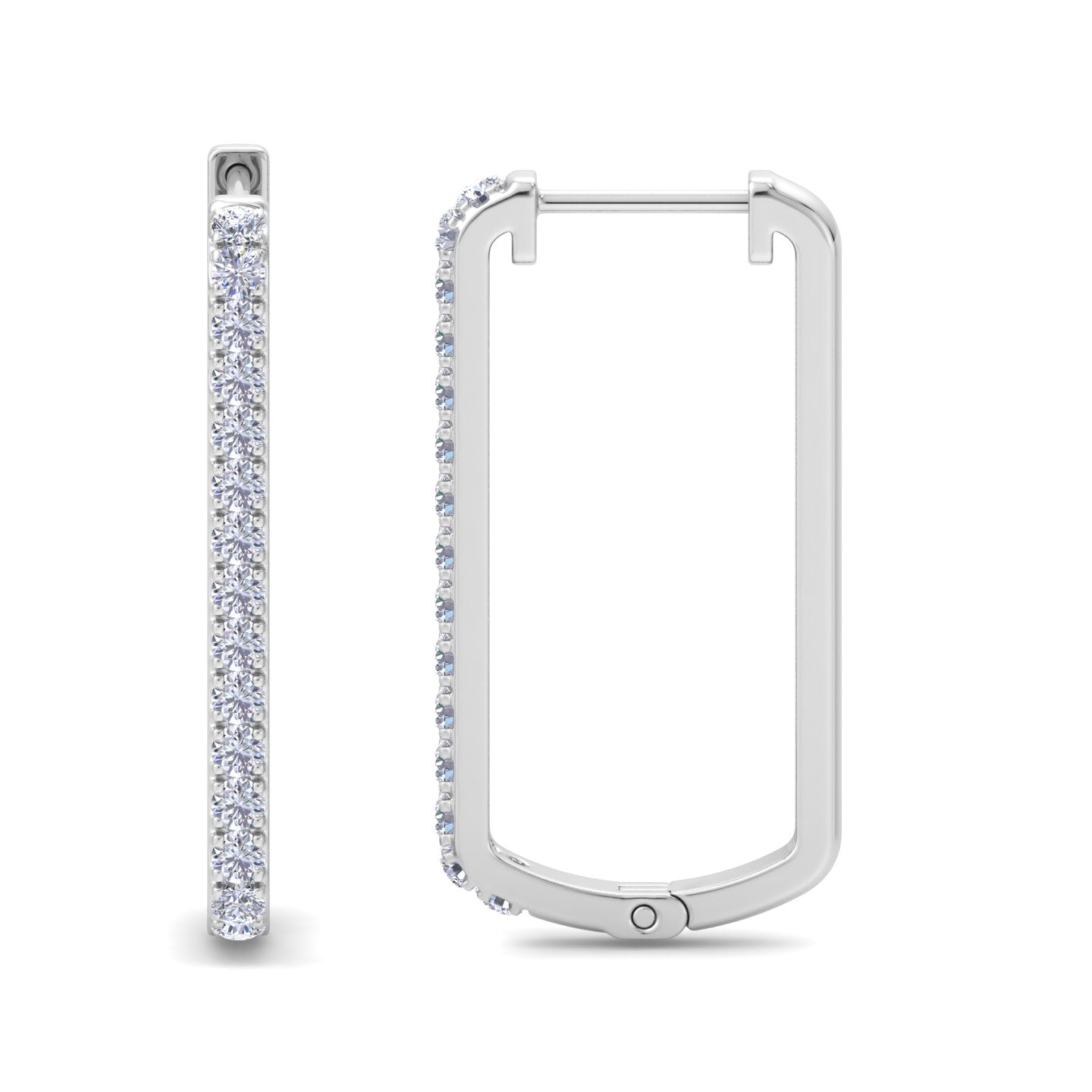 Rectangular diamond hoop earrings