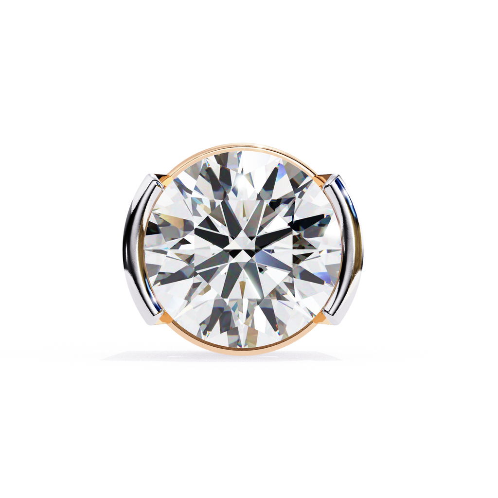 Half bezel round diamond stud earrings everyday wear
