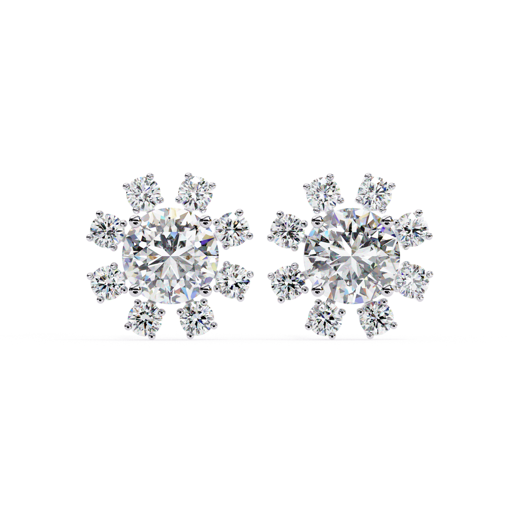 Everyday wear diamond flower stud earrings