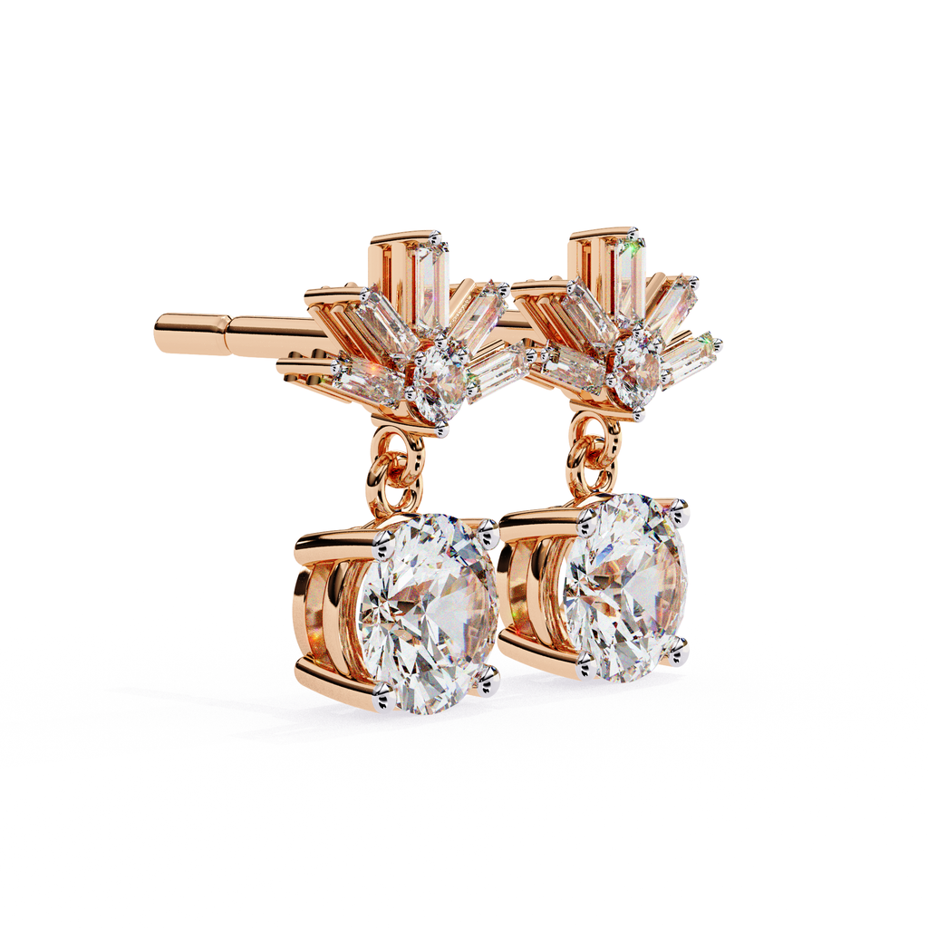 Premium lab grown diamond drop earrings with geometric design