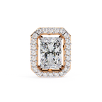 Elegant Radiant cut halo diamond stud earrings