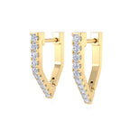 Geometric V shaped diamond hoop earrings