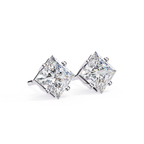Luxury princess cut diamond stud earrings