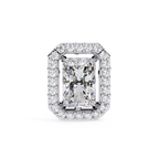 Designer rectangle diamond halo stud earrings
