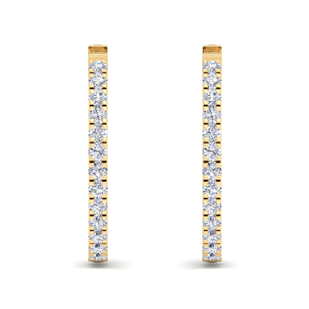 Round diamond hoop earrings with pavé diamonds