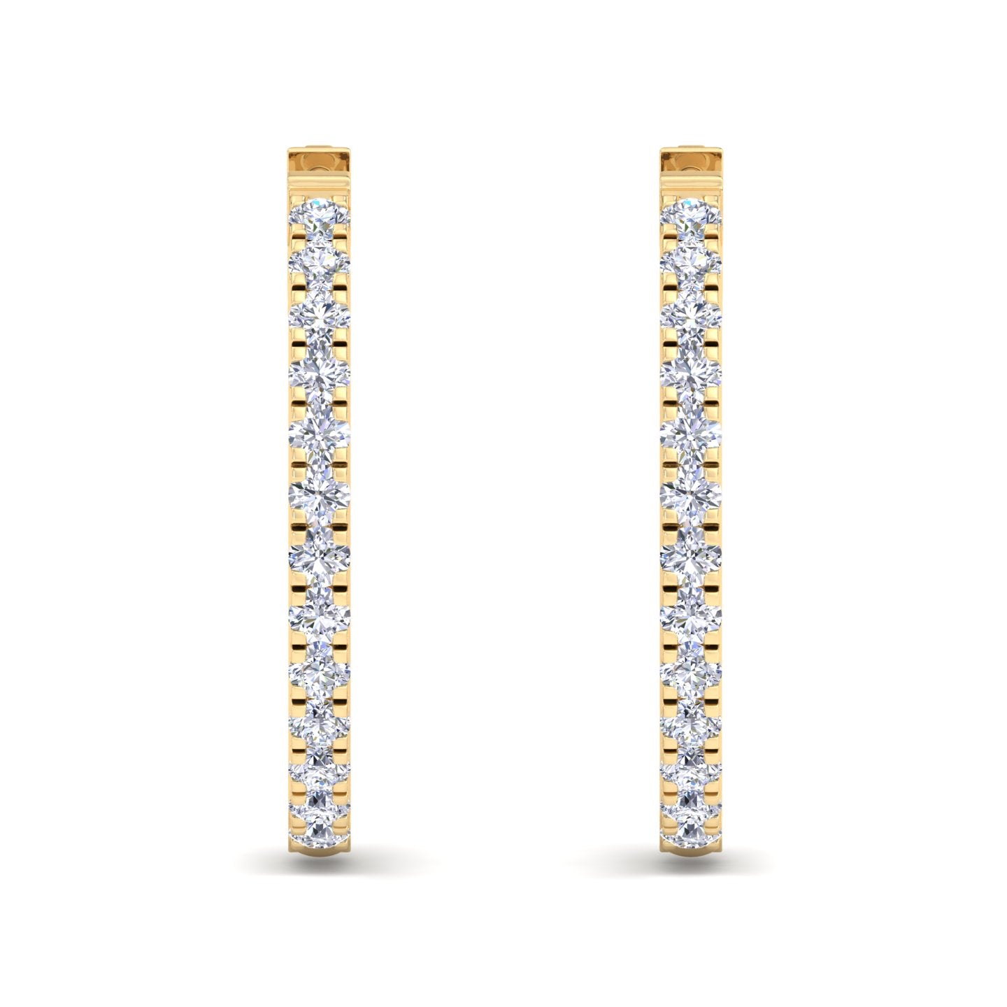Round diamond hoop earrings with pavé diamonds
