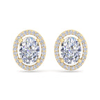 Gold oval-shaped diamond stud earrings