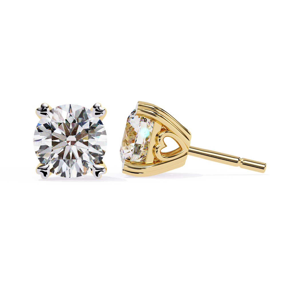 Round halo diamond stud earrings in gold