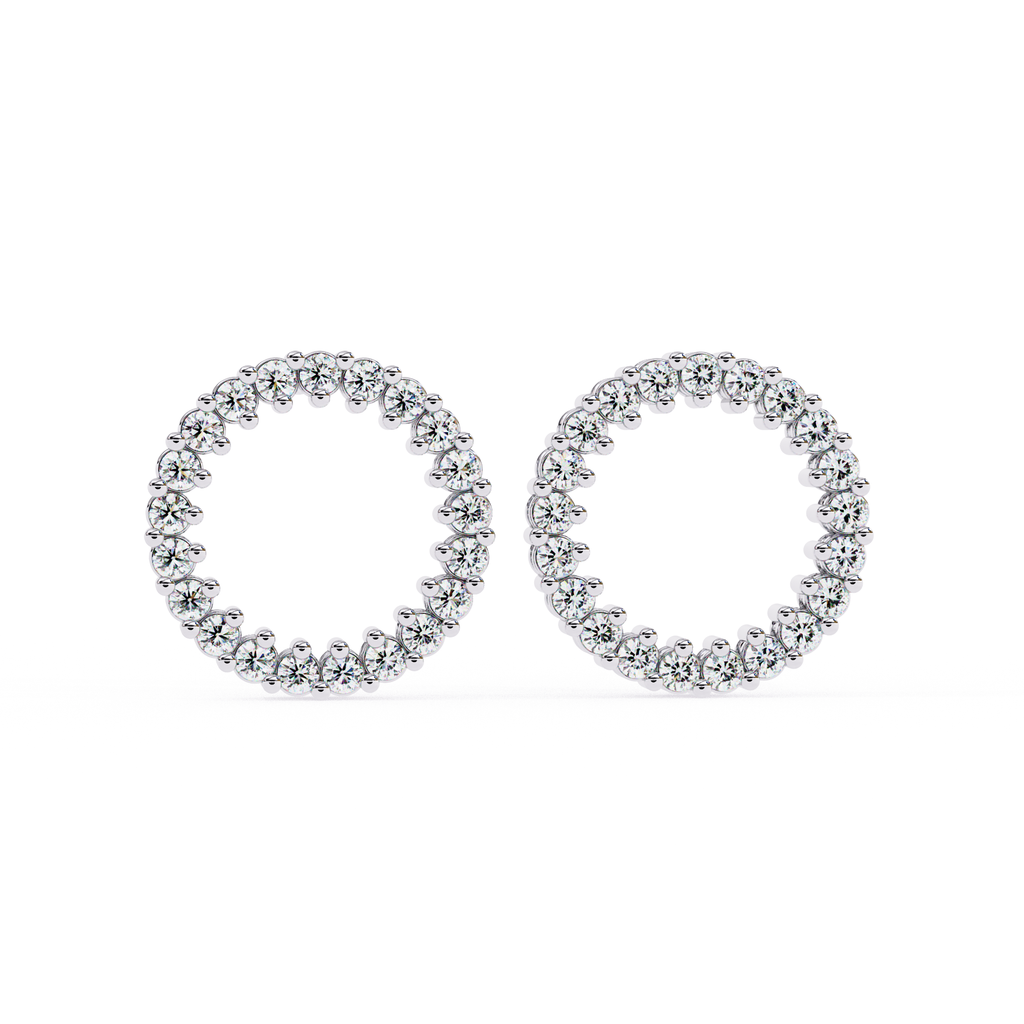 Contemporary round diamond circle stud earrings affordable