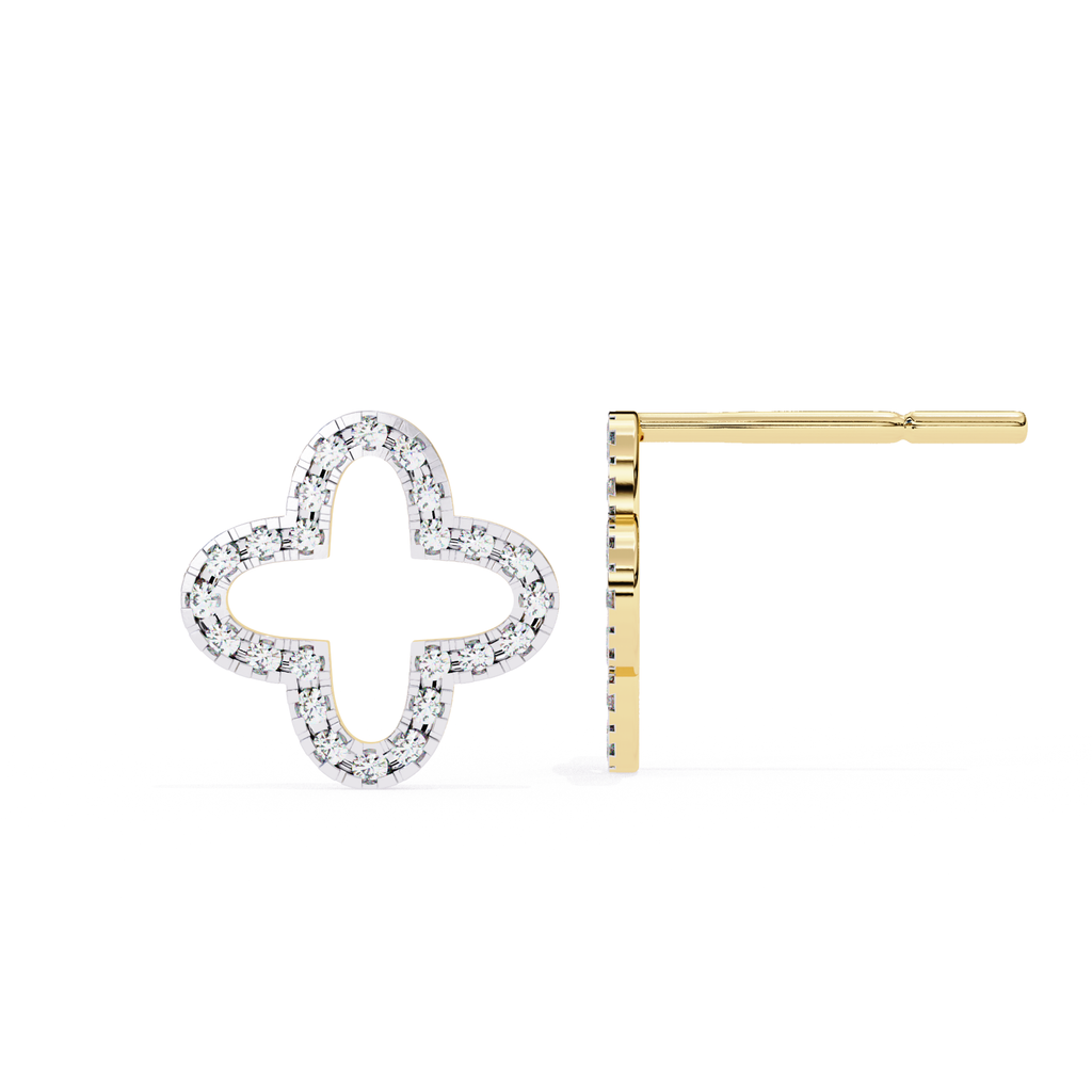 Symmetrical diamond quatrefoil stud earrings