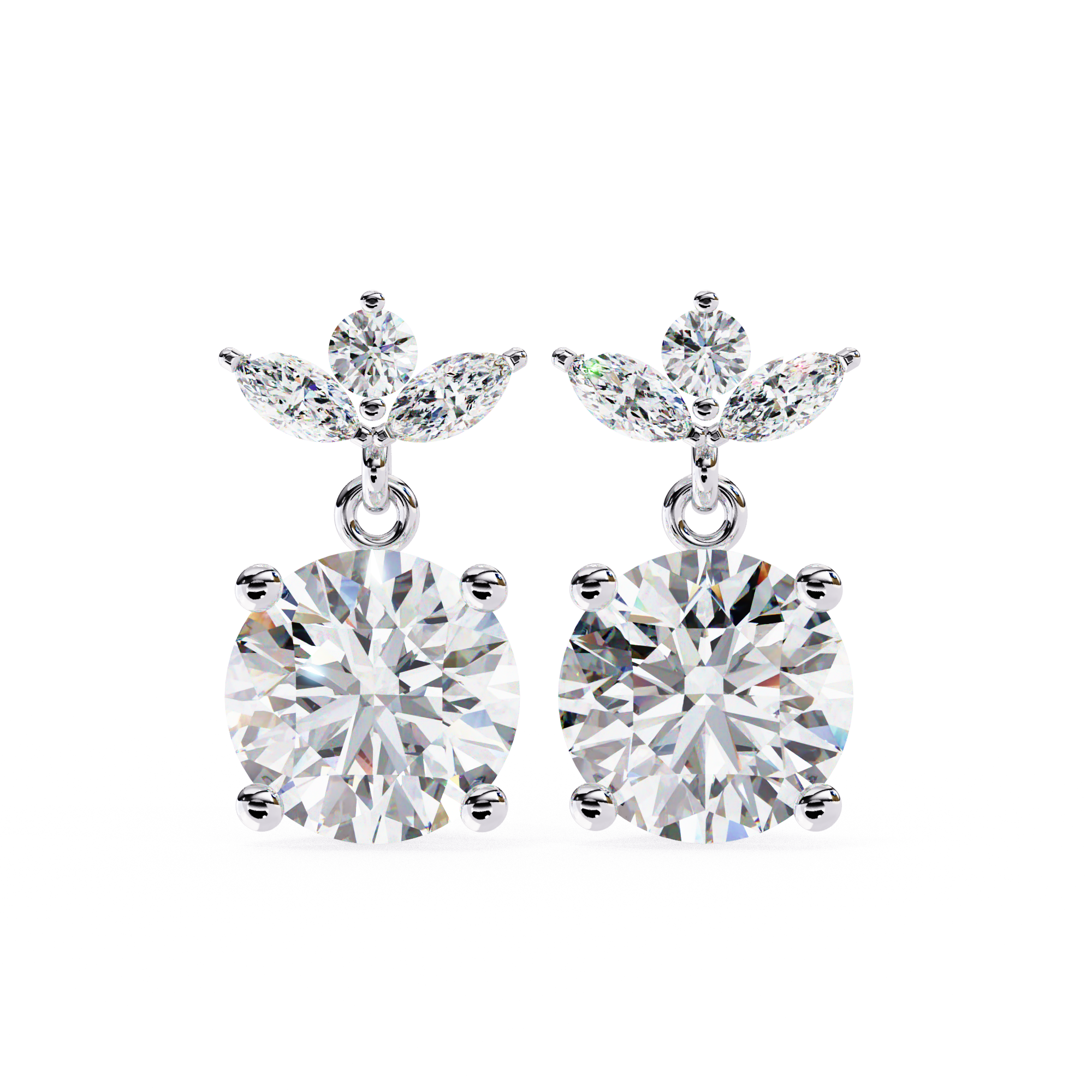 Bridal diamond drop earrings with round brilliant diamond