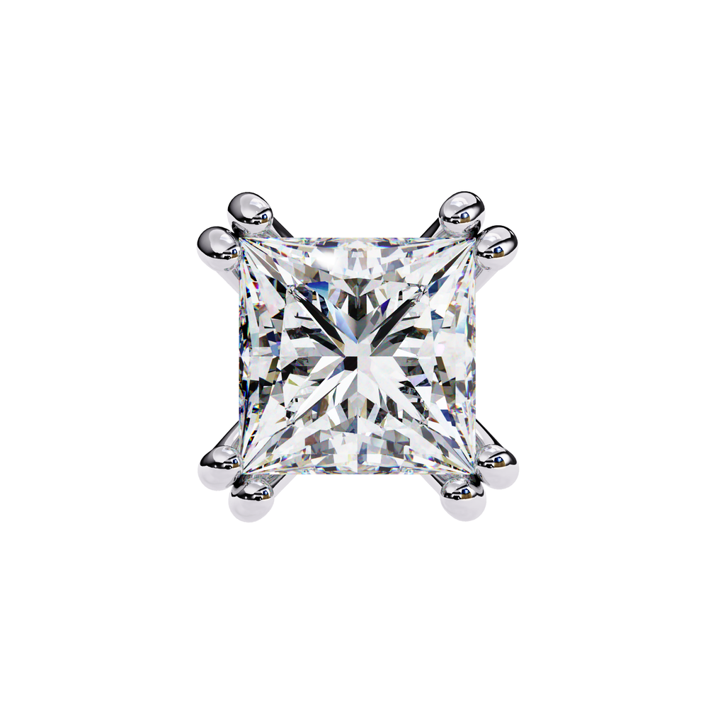 Elegant princess cut diamond stud earrings
