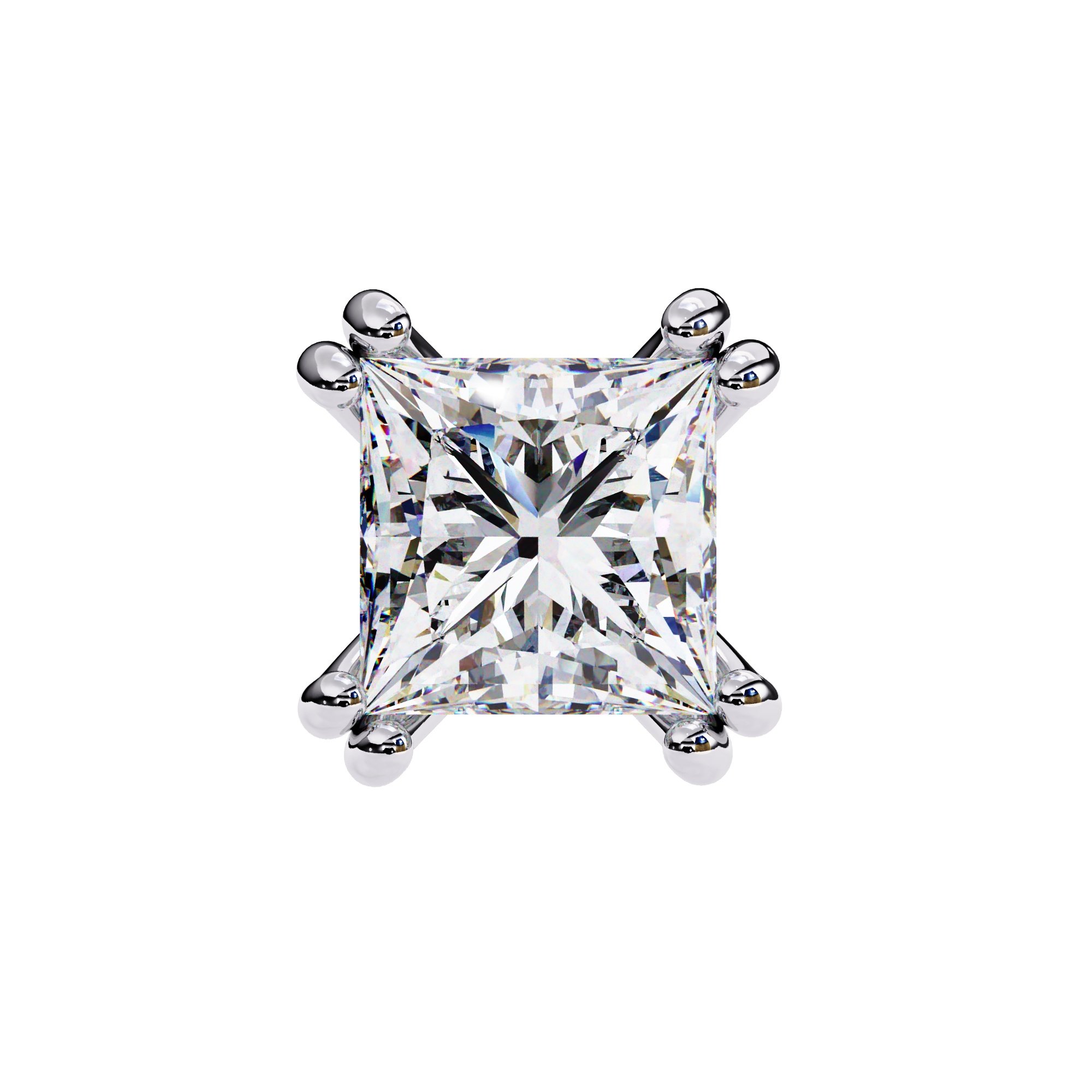 Elegant princess cut diamond stud earrings