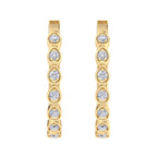 Gold pear diamond hoop earrings